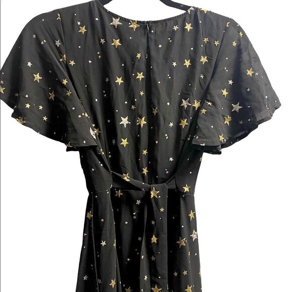 METALLIC STAR PRINT WRAP MAXI DRESS - Picture 5 of 6